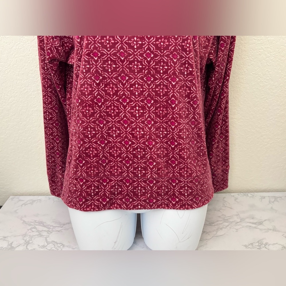 Nautica Shirt Women's Size Small Long Sleeve Red Ribbed Geometric Pullover​ - Picture 3 of 8